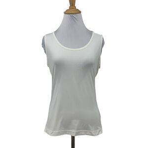 Lands End Basic Tank Womens XS 2-4 Extra Small Ivory Sleeveless Scoop Neck Top